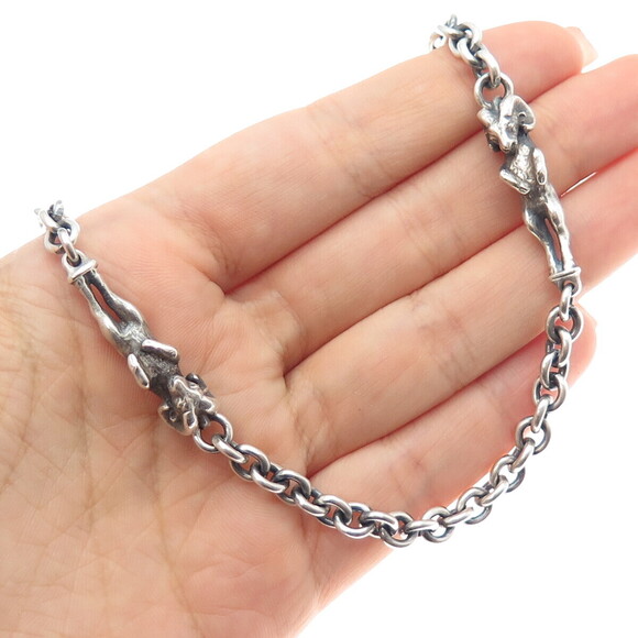 Theo Fennell Sterling Silver Vintage London Aries Zodiac Oxidized Necklace 40" - Picture 2 of 8